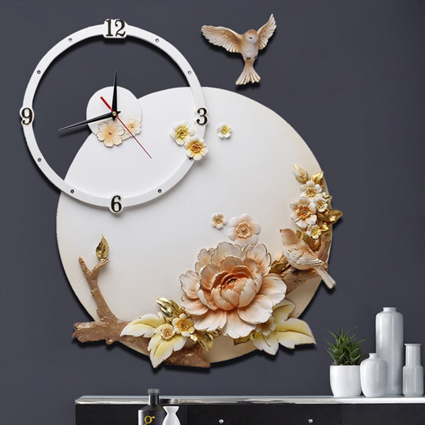 Đồng hồ nghệ thuật chim và hoa HF127