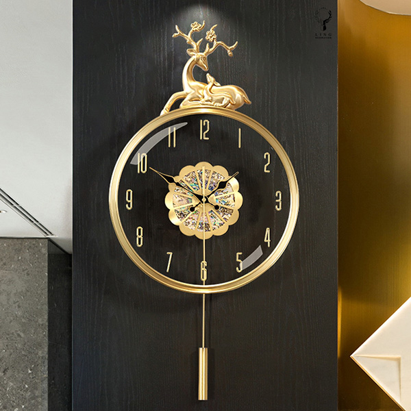 Đồng hồ treo tường kim loại, inox mạ vàng